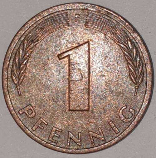 1979 F - 1 PFENNIG - ONE PFENNIG - GERMANY - FEDERAL REPUBLIC - (Copper Plated Steel)